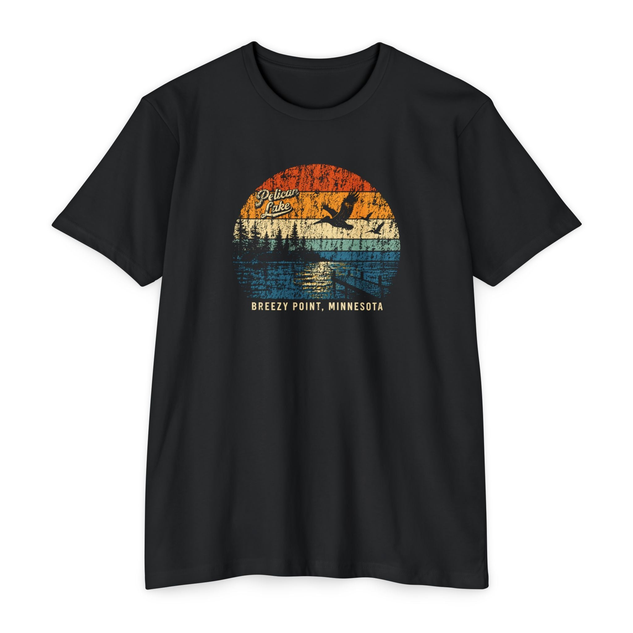 Pelican Lake T-Shirt – Vintage Sunset Minnesota Lake Tee | Breezy Point Retro Shirt