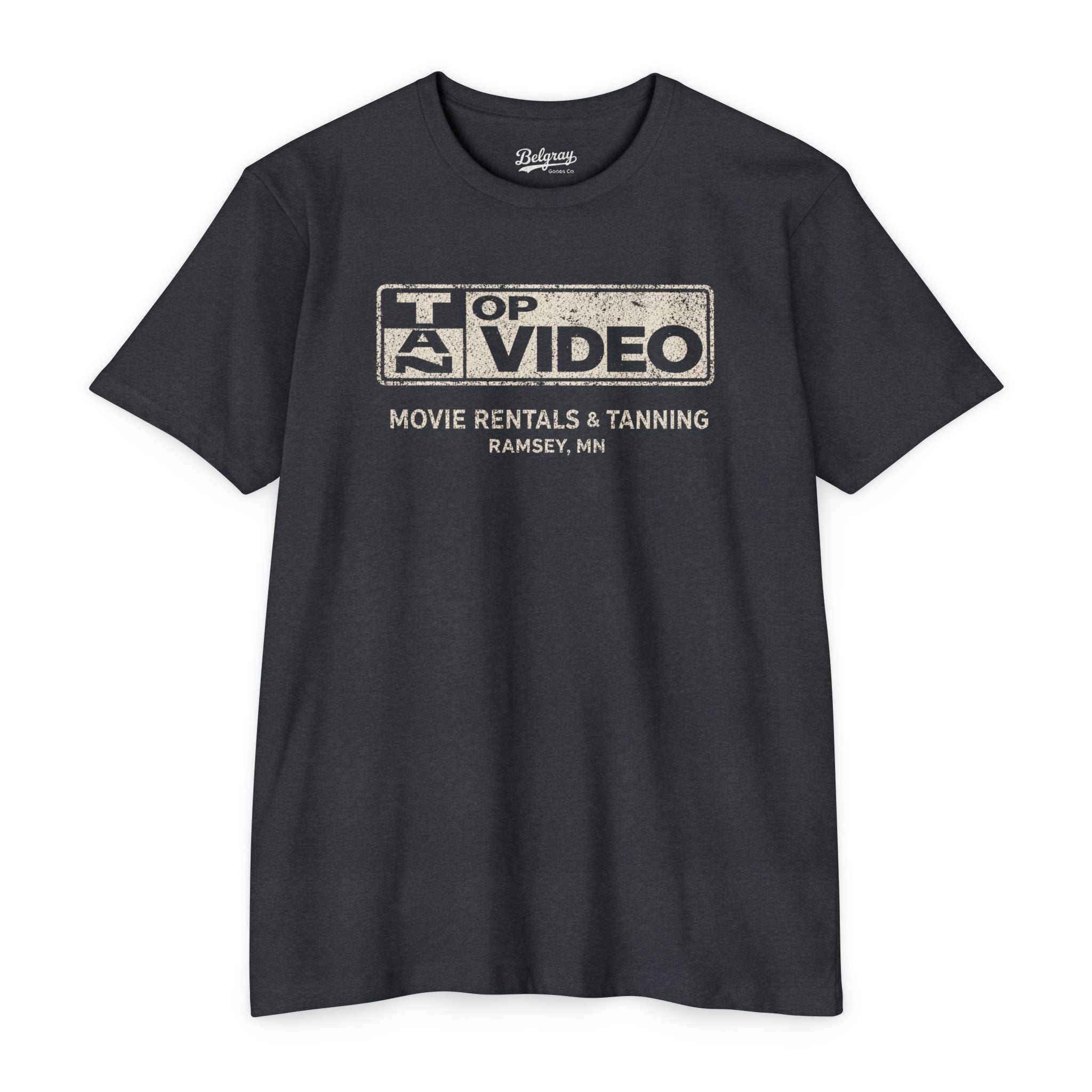 Top Tan Video Ramsey Minnesota T-Shirt – Vintage VHS Rental Retro Tee