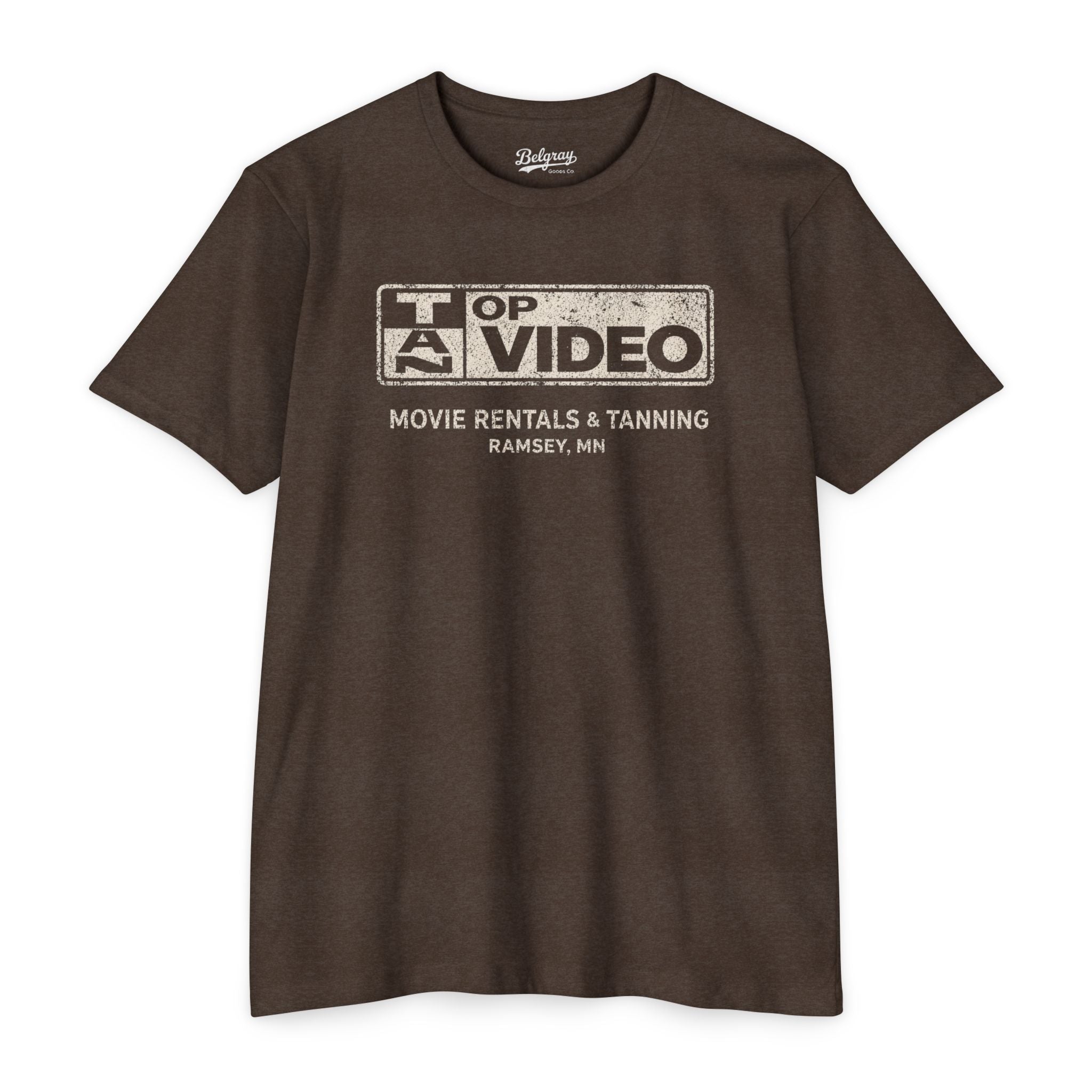 Top Tan Video Ramsey Minnesota T-Shirt – Vintage VHS Rental Retro Tee